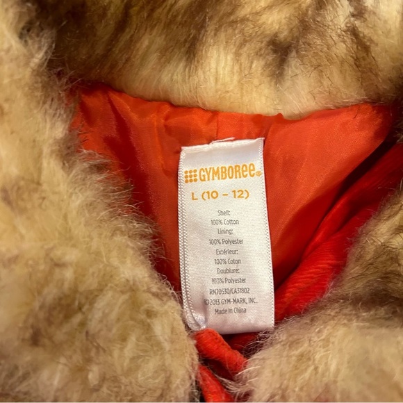 Gymboree girls 10-12 jacket button up faux fur reddish orange perfect condition - Picture 2 of 5